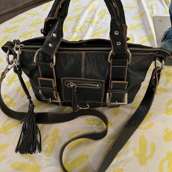 Fortuna Valentino black leather tote with shoulder strap - Picture 2 of 9